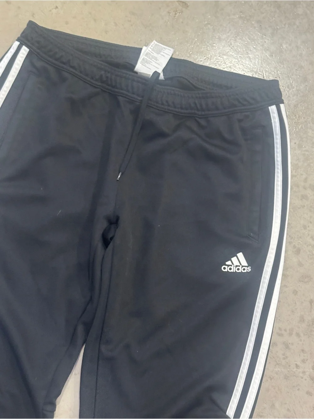 adidas Black Track Pants with White Stripes